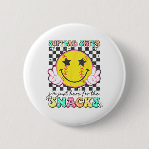 Badge Rond 5 Cm Rétro Groovy Douillette Sœur Je Suis Juste Là Pour