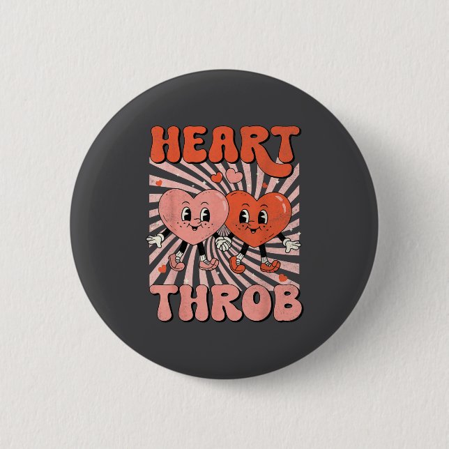 Badge Rond 5 Cm Retro Groovy Heart Throb Valentines Day Toddlers B (Devant)