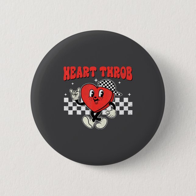 Badge Rond 5 Cm Retro Groovy Heart Throb Valentines Day Toddlers B (Devant)