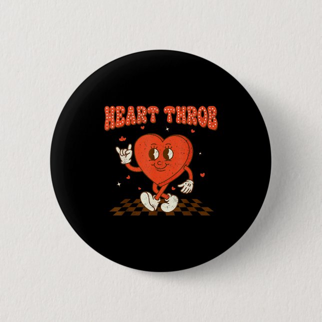 Badge Rond 5 Cm Retro Groovy Heart Throb Valentines Day Toddlers B (Devant)