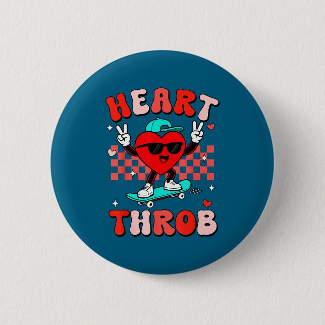 Badge Rond 5 Cm Retro Groovy Heart Throb Valentines Day Toddlers B (Devant)