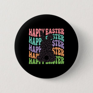 Badge Rond 5 Cm Rétro Groovy Joyeuses Pâques Léopard Lapin Femmes