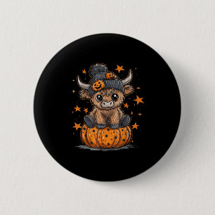 Badge Rond 5 Cm Rétro Halloween Highland Cow Moo I Moy Boo Fall P
