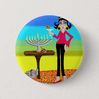Badge Rond 5 Cm Rétro Hanoukka et un Martini