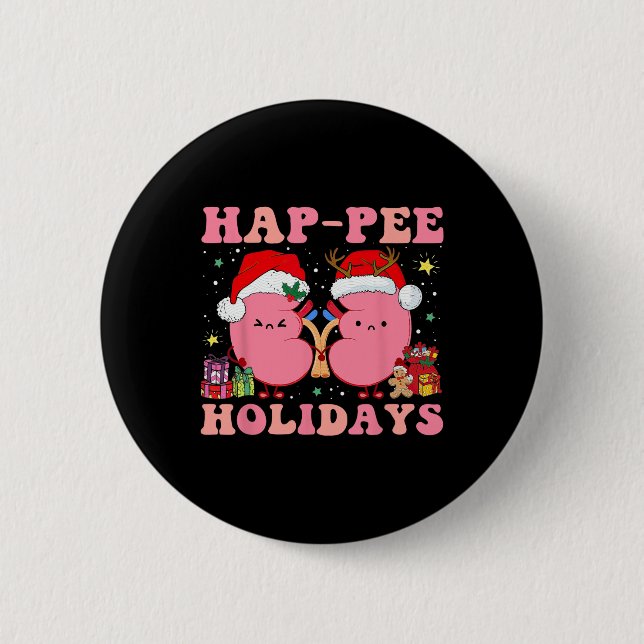 Badge Rond 5 Cm Retro Hap Pee Vacances Noël Dialyse Infirmière Ki (Devant)