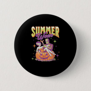 Badge Rond 5 Cm Rétro Happy Summerween Drôle Monstre de Frankenste