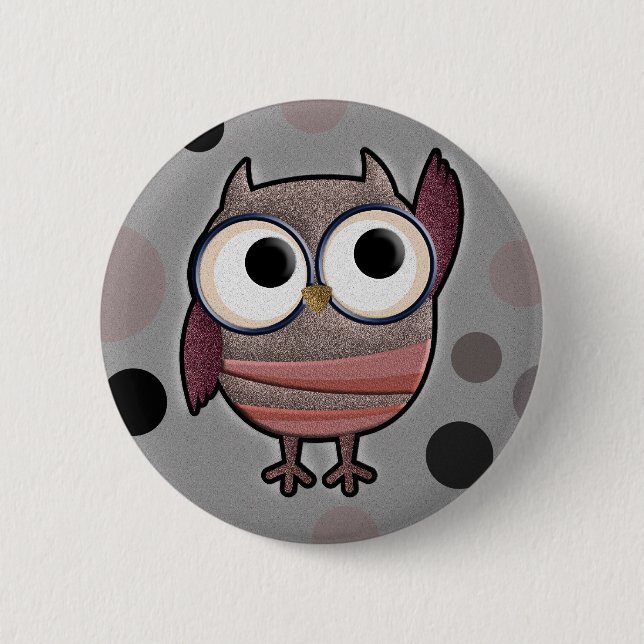 Badge Rond 5 Cm Rétro hibou (Devant)
