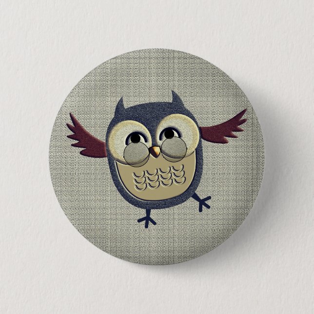 Badge Rond 5 Cm Rétro hibou vintage (Devant)
