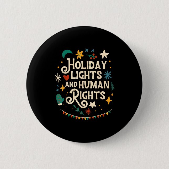 Badge Rond 5 Cm Retro Holiday Lights And Human Rights Suprters Chr (Devant)
