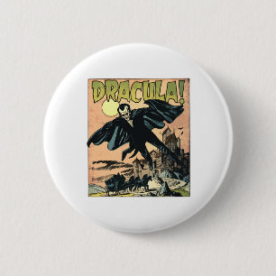 Badge Rond 5 Cm Retro Horreur Monster Vampire Vintage Hallowe