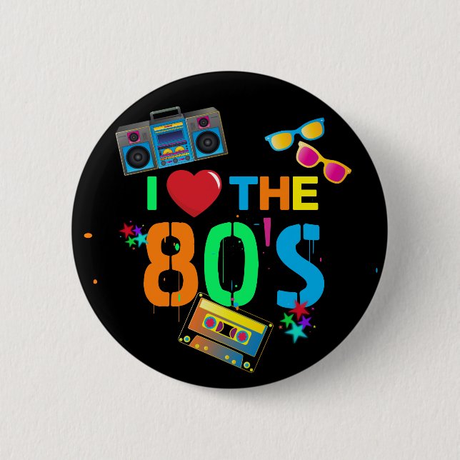 Badge Rond 5 Cm Retro I Love The 80's | Eighties (Devant)
