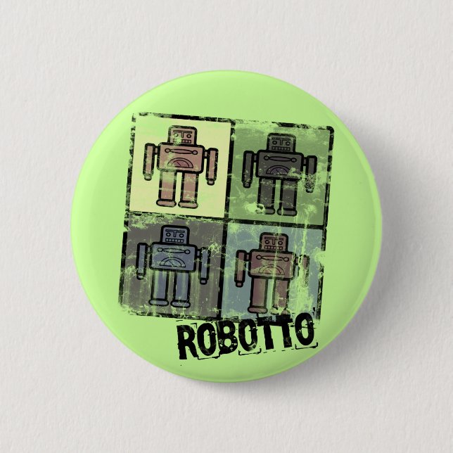 Badge Rond 5 Cm rétro insigne de robotto (Devant)