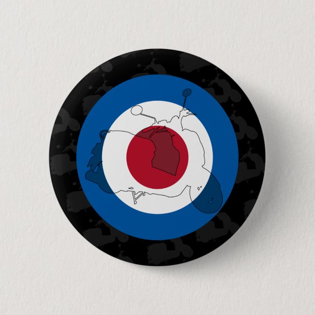 Badge Rond 5 Cm Rétro insigne de silhouette de scooter (Devant)