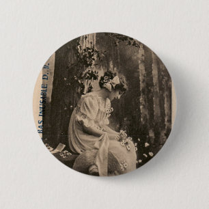 Badge Rond 5 Cm Rétro jeune femme vintage de Française de femmes