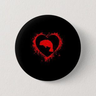 Badge Rond 5 Cm Rétro Lamantin Saint-Valentin Cœur Forme Mon Valen