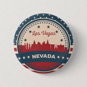 Badge Rond 5 Cm Retro Las Vegas Skyline