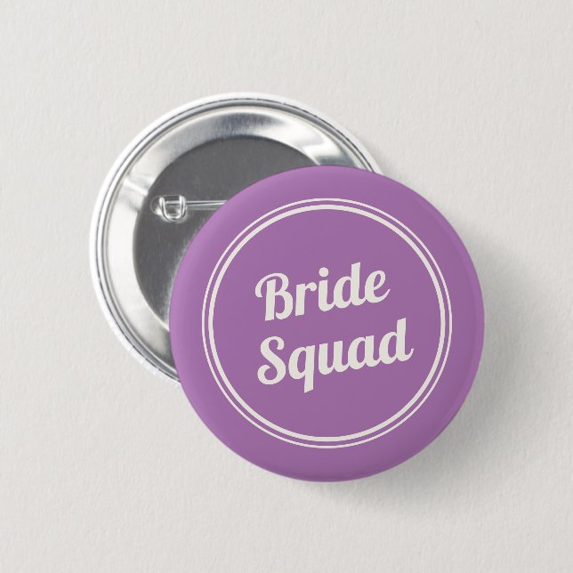 Badge Rond 5 Cm Retro Lavender Bride's Squad Bridesmaid Button (Devant & derrière)