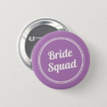 Badge Rond 5 Cm Retro Lavender Bride's Squad Bridesmaid Button<br><div class="desc">Retro design lavender purple and ivory "bride squad" button for your bridesmaids.</div>
