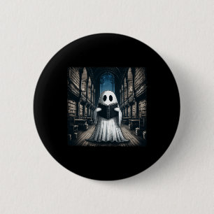 Badge Rond 5 Cm Retro Lecture Ghost Library Halloween Librairie Bo