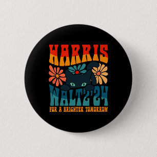 Badge Rond 5 Cm Retro les années 70 Chat Lady Harris Wheimer 2024
