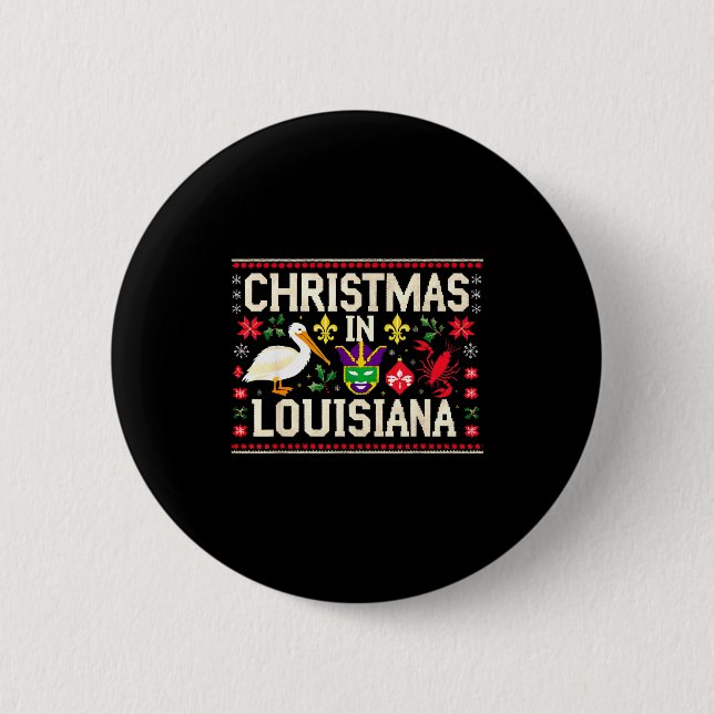 Badge Rond 5 Cm Retro Louisiana Christmas Carnival Mardi Gras Holi (Devant)