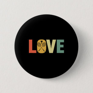 Badge Rond 5 Cm Retro Love Badminton Raquettes & Navette