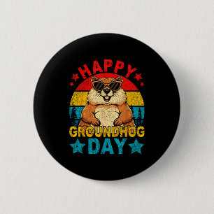 Badge Rond 5 Cm Rétro Mignon Marmotte Bonne Fête De La Marmotte An
