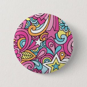 Badge Rond 5 Cm rétro motif de paix de la hippie 60s