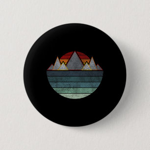 Badge Rond 5 Cm Retro Mountain Outdoors - Randonnée, Camping, Esca