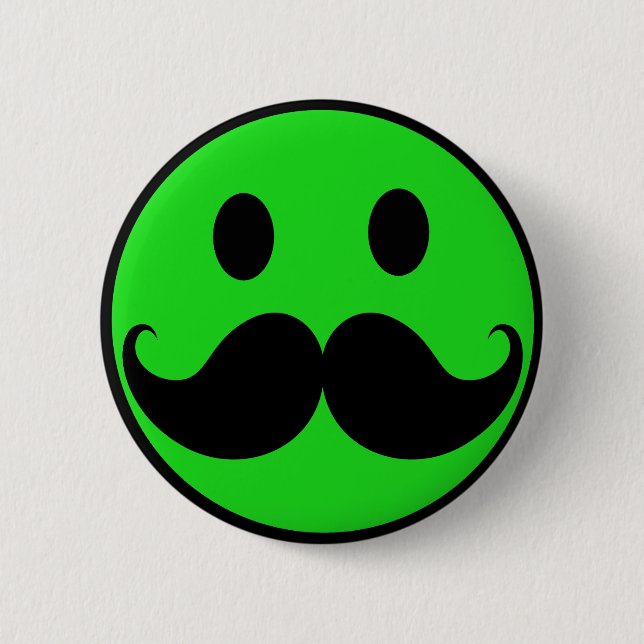 Badge Rond 5 Cm Rétro moustache verte Stache de moustache (Devant)