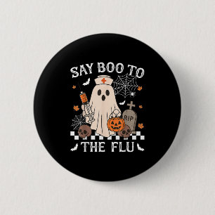 Badge Rond 5 Cm Retro Nurse Ghost Halloween Vaccine Dit Boo À