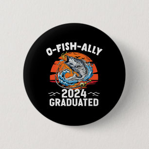 Badge Rond 5 Cm Retro O-fish-ally 2024 Diplômé supérieur
