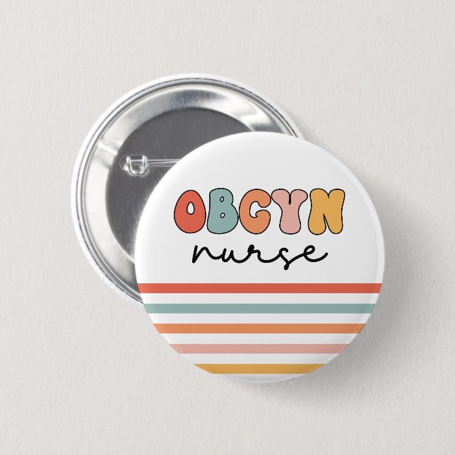 Badge Rond 5 Cm Retro OBGYN Nurse (Devant & derrière)