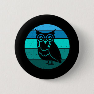 Badge Rond 5 Cm Retro Owl