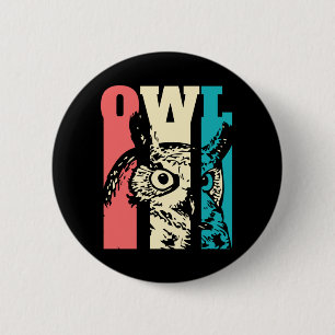 Badge Rond 5 Cm Retro Owl