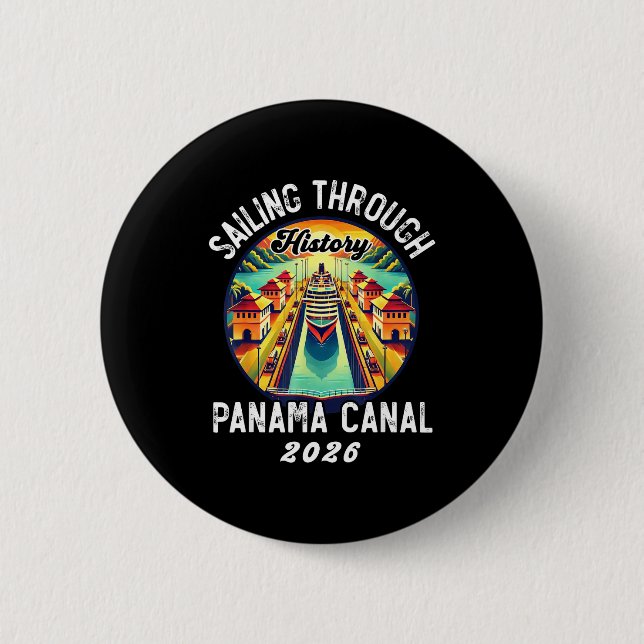 Badge Rond 5 Cm Retro Panama C Panama Waterway Sailing Cruising 20 (Devant)