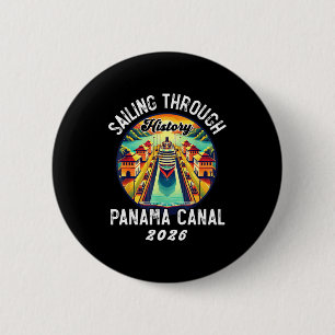 Badge Rond 5 Cm Rétro Panama C Voie navigable de Panama Voile Croi