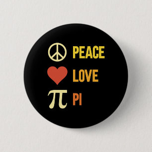 Badge Rond 5 Cm Retro Peace Love Pi 3.14 Happy Pi Day Math Pi