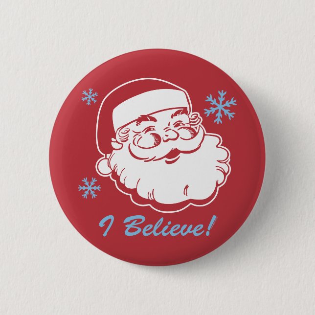 Badge Rond 5 Cm Rétro Père Noël croient (Devant)