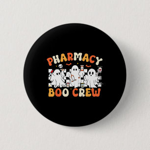 Badge Rond 5 Cm Retro Pharmacie Boo Crew Ghost Pharmacist Tech Hal