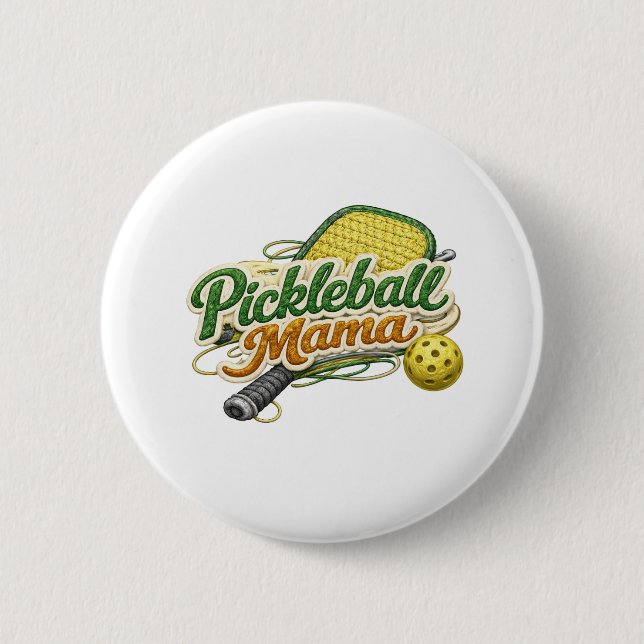 Badge Rond 5 Cm Retro Pickleball Mama Button Pin Mother's Day  (Devant)