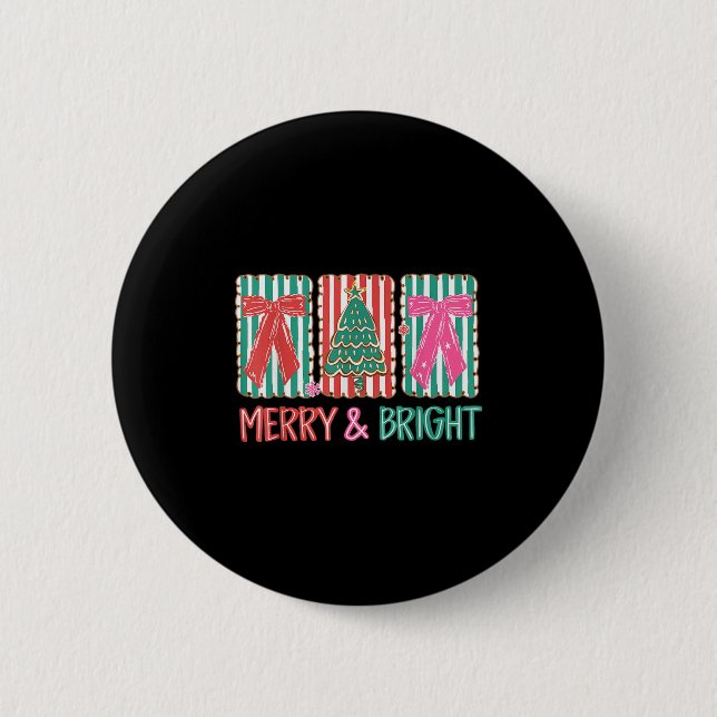 Badge Rond 5 Cm Retro Preppy Merry And Bright Girly Coquette Chris (Devant)