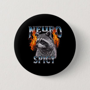 Badge Rond 5 Cm Retro Raccoon Neuro Épic Neurotypique Neurodivers