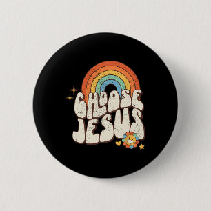Badge Rond 5 Cm Retro Rainbow Super Choisissez Jesus Christian Rel