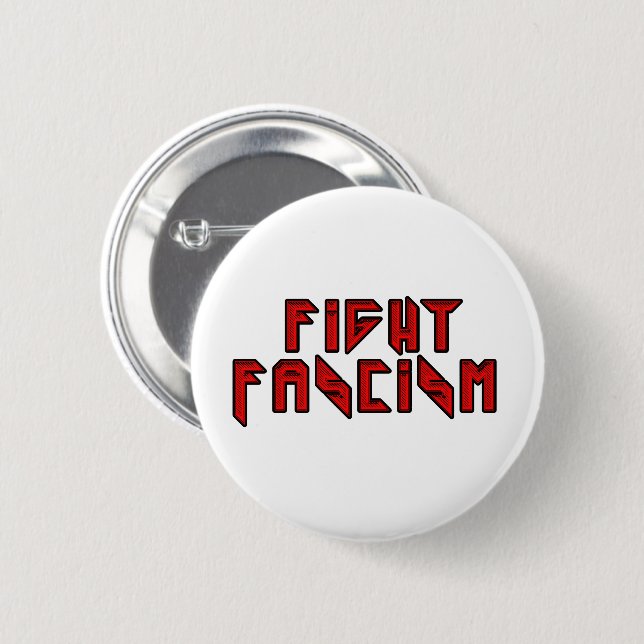 Badge Rond 5 Cm Retro Rocker - Combattre le fascisme (Devant & derrière)