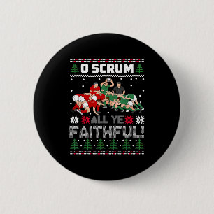 Badge Rond 5 Cm Retro Rugby O Scrum Tous Vous Fidèles Moche Joyeux