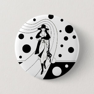 Badge Rond 5 Cm Retro Runway Model, mode Art Déco Vintage