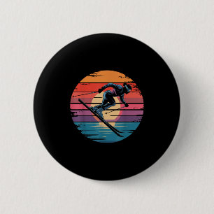 Badge Rond 5 Cm Retro Ski alpin Vintage Sunset Sports Cadeaux