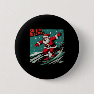 Badge Rond 5 Cm Retro Skibidi Rizzmas Funny Santa Clause Patinage
