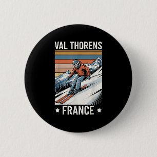 Badge Rond 5 Cm Retro Skiing Val Thorens France, Station de ski fr